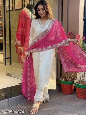 LuGruCollection Embroidered Kurta, Trouser/Pant & Dupatta Set