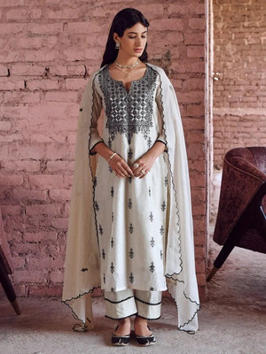 Teegital Embroidered Kurta, Trouser/Pant & Dupatta Set