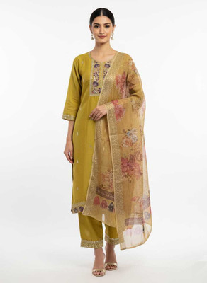 KASMIRRA Embroidered Kurta, Trouser/Pant & Dupatta Set