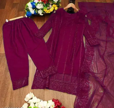 JAYAMBECREATION Embroidered Kurta, Palazzo & Dupatta Set