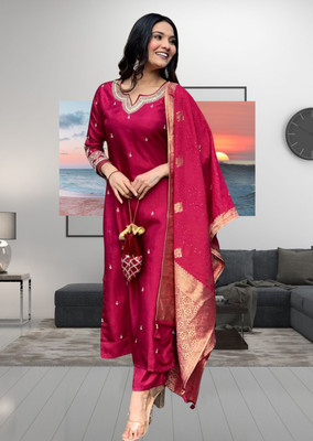 RN Fashion Embroidered Kurta, Trouser/Pant & Dupatta Set