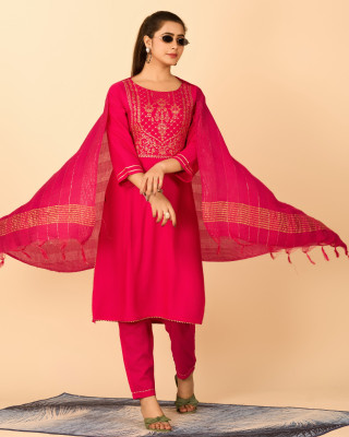 Virendra Textile Floral Print Anarkali Kurta, Bottom & Dupatta Set