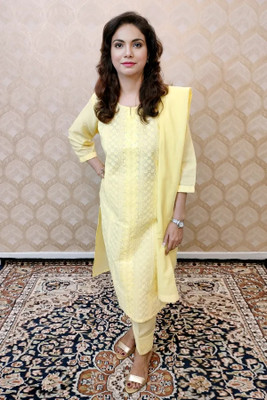 MAMA STREET Embroidered Kurta, Trouser/Pant & Dupatta Set