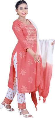 SABRANG MIX & MATCH Embroidered Kurta, Trouser/Pant & Dupatta Set