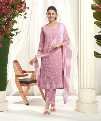 Skylee Embellished, Embroidered, Self Design Kurta, Trouser/Pant & Dupatta Set