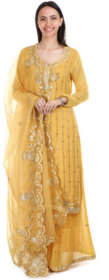 Houseofethnics Embroidered Kurta, Sharara & Dupatta Set