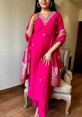 Hetvi Creation Self Design Kurta, Trouser/Pant & Dupatta Set