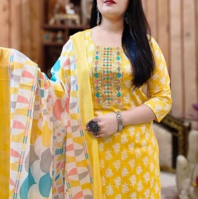 FHOOLA FAB Printed Kurta, Trouser/Pant & Dupatta Set