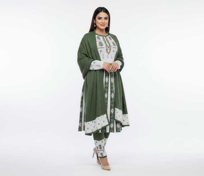 Trendyz Checkered Anarkali Kurta, Bottom & Dupatta Set
