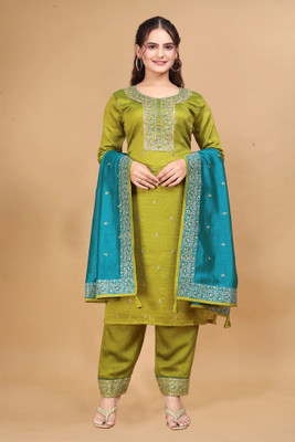 alteroutfit Embroidered Kurta, Trouser/Pant & Dupatta Set