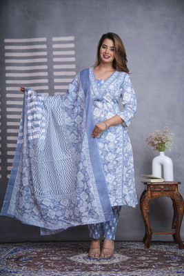 Krishna Creation Printed Kurta, Trouser/Pant & Dupatta Set