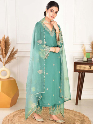 TARTAM Embroidered Kurta, Trouser/Pant & Dupatta Set