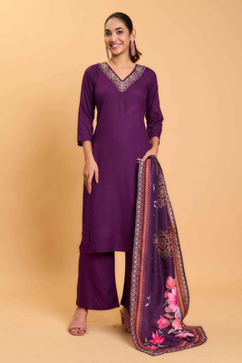 shiv textiles Solid Kurta, Trouser/Pant & Dupatta Set