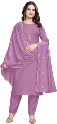 AKD FASHION Embroidered, Solid, Printed Kurta, Trouser/Pant & Dupatta Set