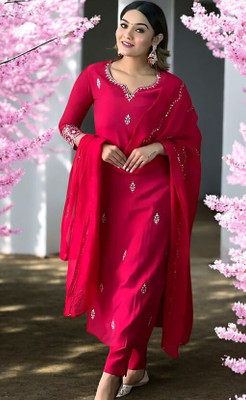 KPRUDRAKSH Embroidered Kurta, Dhoti Pant & Dupatta Set