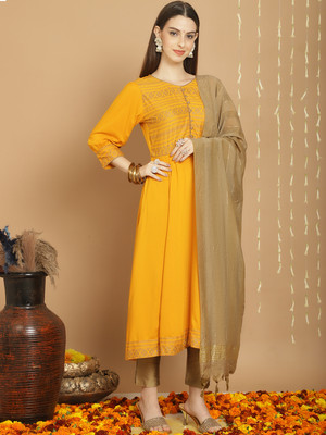TULSATTVA Printed Kurta, Trouser/Pant & Dupatta Set