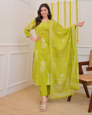 Dholiwal Fashion Floral Print Kurta, Palazzo & Dupatta Set