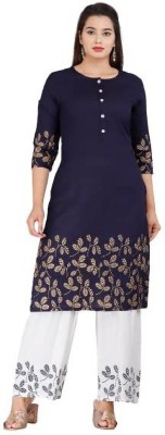 RUP KURTI Floral Print Kurta, Palazzo & Dupatta Set