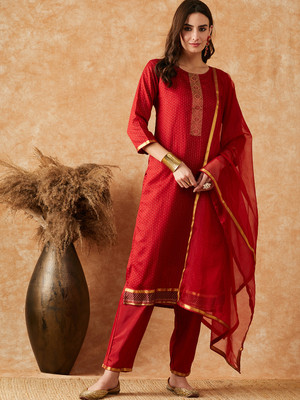 Tasrika Embroidered Kurta, Trouser/Pant & Dupatta Set