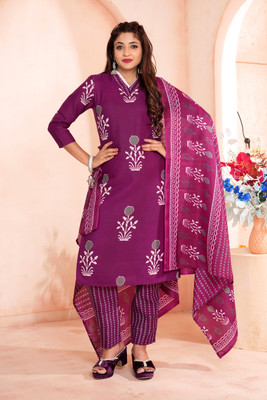 Sitara Setu Floral Print Kurta, Trouser/Pant & Dupatta Set