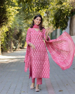 SkyAsia Floral Print Kurta, Trouser/Pant & Dupatta Set