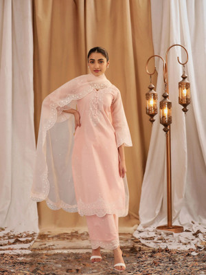 Royal Export Embroidered Kurta, Trouser/Pant & Dupatta Set