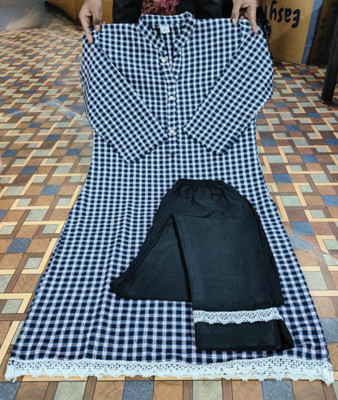 Umi creations Checkered Kurta, Salwar & Dupatta Set