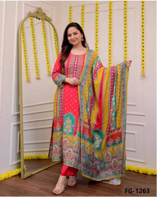 Harekrishna creation Embroidered, Printed, Floral Print Kurta, Trouser/Pant & Dupatta Set