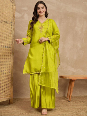 all about you Embroidered Kurta, Trouser/Pant & Dupatta Set