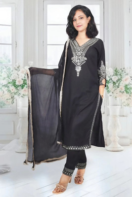 Bilori Embroidered Kurta, Trouser/Pant & Dupatta Set