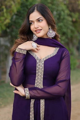 ShopGlobal Solid Kurta, Salwar & Dupatta Set