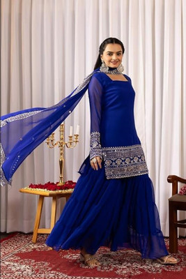 TRANDTIDE Embroidered Kurta, Sharara & Dupatta Set