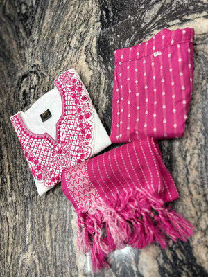 AZM INDUSTRIES Embroidered Kurta, Trouser/Pant & Dupatta Set