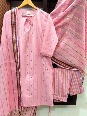 ALISHA CREATIONS Striped Kurta, Trouser/Pant & Dupatta Set