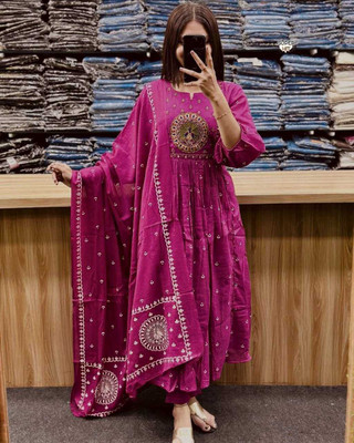 MAHADEV CREATION Embroidered Kurta, Palazzo & Dupatta Set