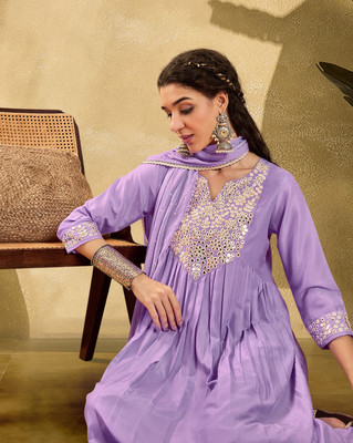 SheWill Embroidered Kurta, Trouser/Pant & Dupatta Set
