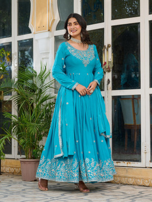 Divastri Embroidered Anarkali Kurta, Bottom & Dupatta Set