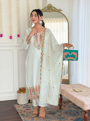 Firewave Solid Kurta, Trouser/Pant & Dupatta Set
