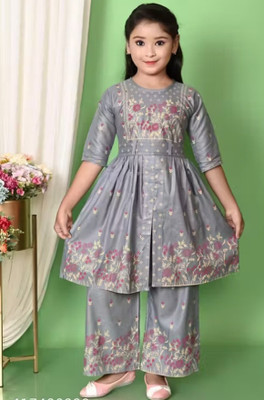 DS DRESSES Printed Kurta, Palazzo & Dupatta Set