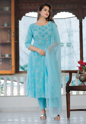 JIVANSH FAB Printed Anarkali Kurta, Bottom & Dupatta Set