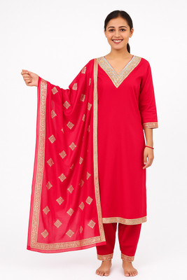 kings of md Embroidered Kurta, Trouser/Pant & Dupatta Set