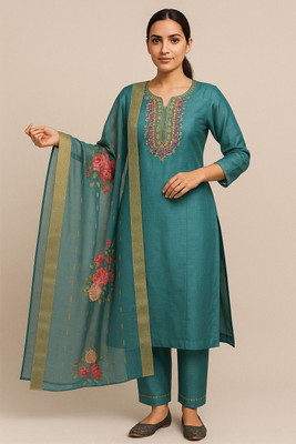 GJFIIVE Embellished Anarkali Kurta, Bottom & Dupatta Set