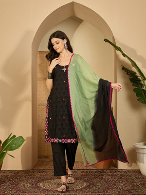 Sangria Embroidered Kurta, Trouser/Pant & Dupatta Set