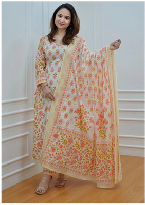 Trendmayur Floral Print Kurta, Trouser/Pant & Dupatta Set