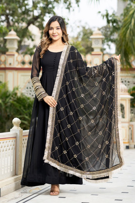 PUSHTI ENTRPRISE Embroidered Anarkali Kurta, Bottom & Dupatta Set