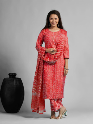AnAdhTex Printed Kurta, Palazzo & Dupatta Set