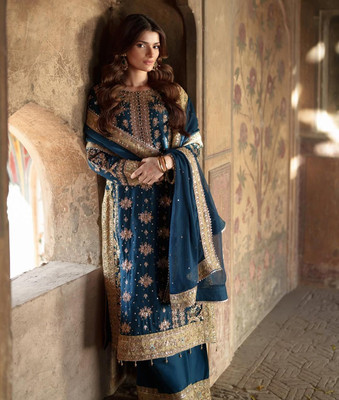 Tasrika Embroidered Kurta, Trouser/Pant & Dupatta Set