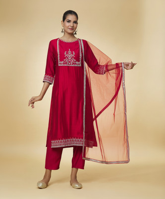 TOZRI Embroidered Kurta, Trouser/Pant & Dupatta Set