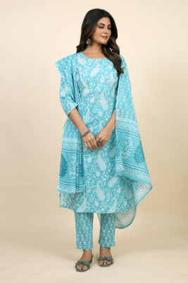SARRAS Printed Kurta, Trouser/Pant & Dupatta Set