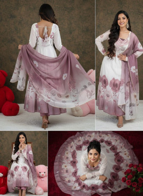 TRANDTIDE Printed Anarkali Kurta, Bottom & Dupatta Set